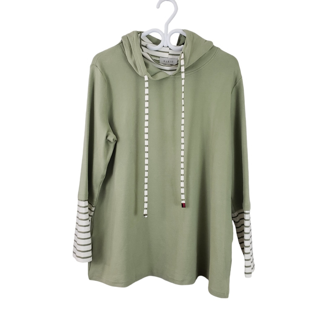 Kleio Green and White Hoodie Size XL - Picture 2 of 16